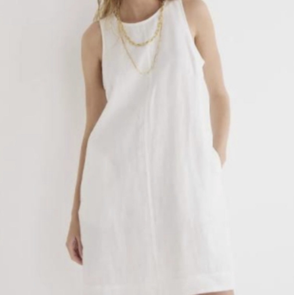 J Crew Button Back Shift Dress in Beauchamps Linen